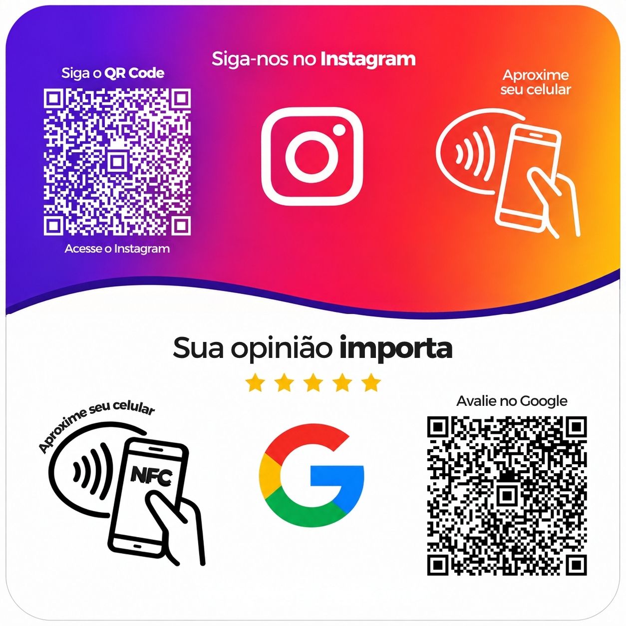 PLAQUINHAS 2 EM 1 AVALIAÇÃO DO GOOGLE E SEGUIR NO INSTAGRAM